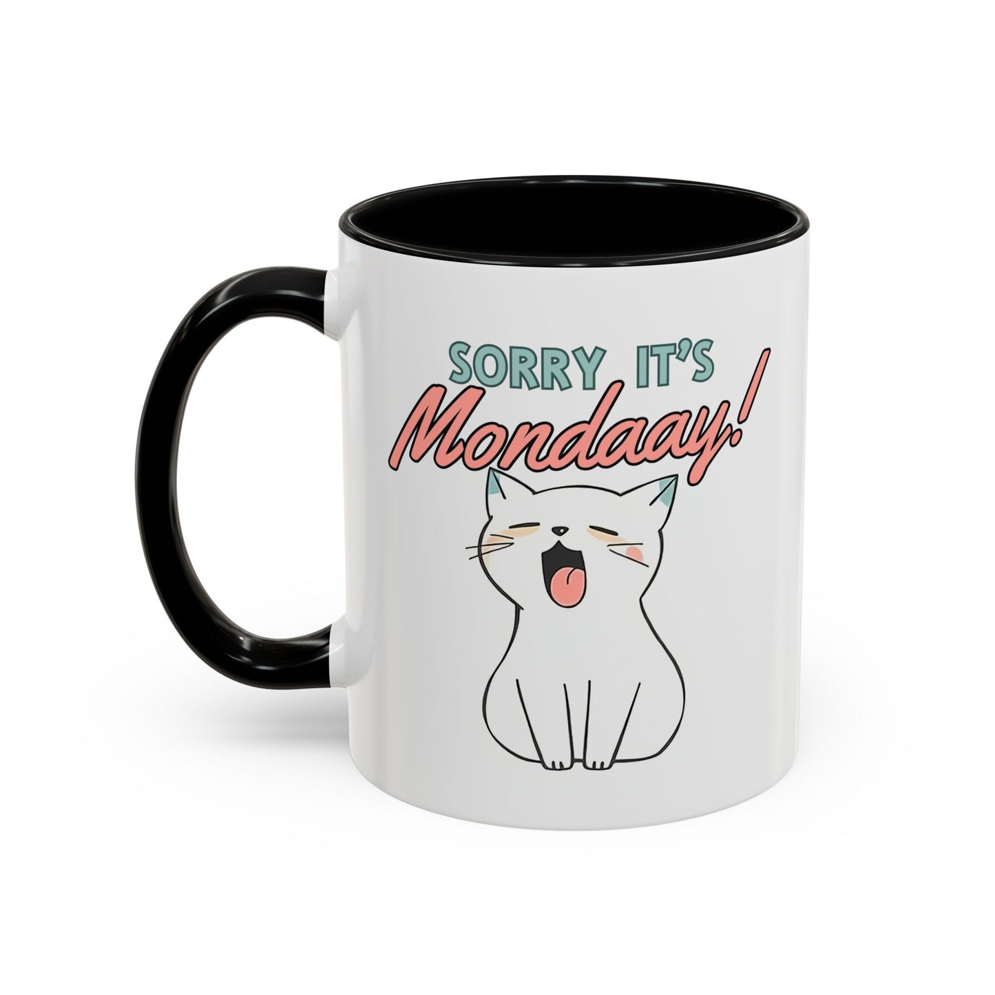 Playful Cat Coffee Mug - "Sorry It's Monday!" - Perfect for Cat Lovers