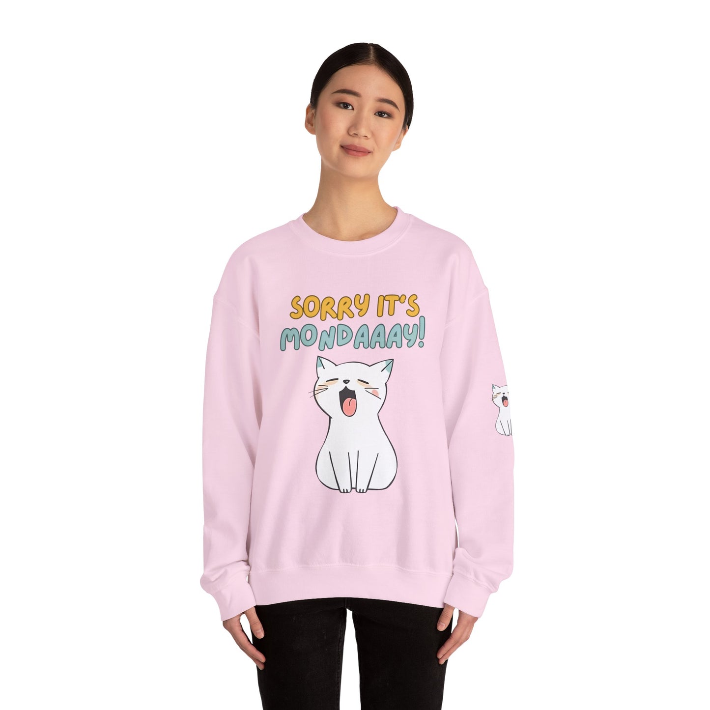 Funny Cat Sweatshirt - Cozy 'Sorry It's Monday' Crewneck for Cat Lovers - Cute and Comfortable Gift Idea