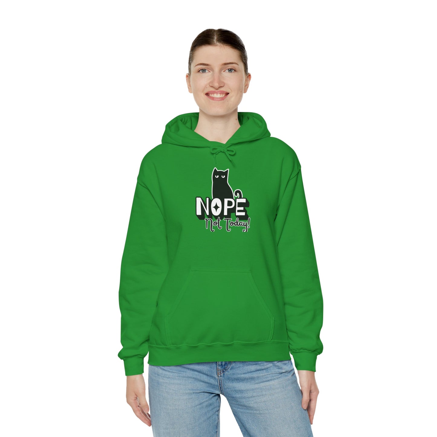 Funny Cat Hoodie - 'NOPE Not Today!' Unisex Heavy Blend Sweatshirt