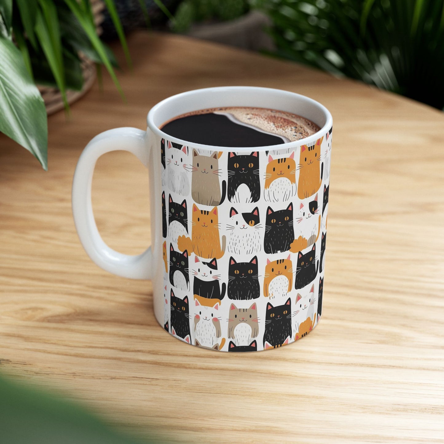 Adorable Cat Pattern Ceramic Mug - Perfect Gift for Cat Lovers