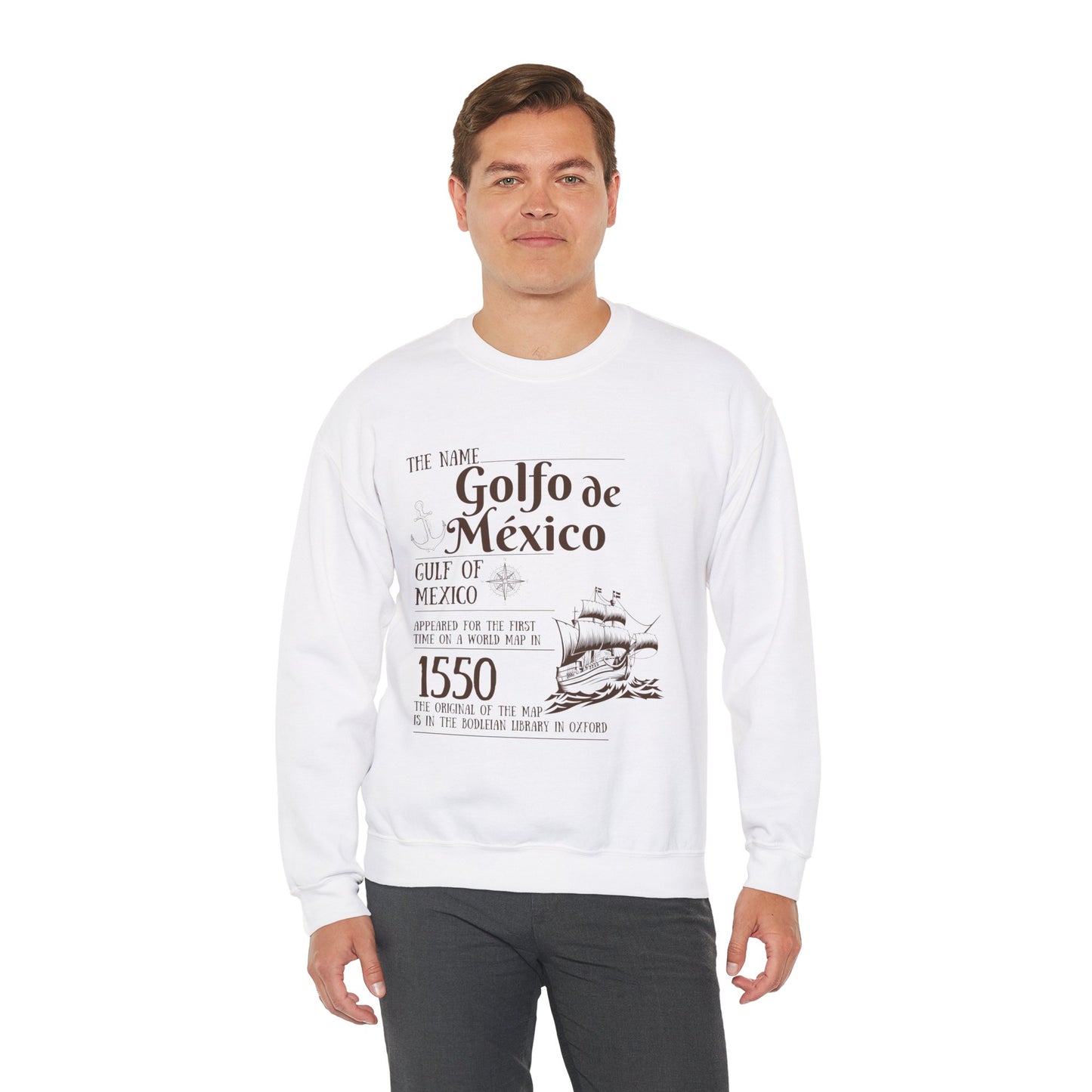 Historic Gulf of Mexico Crewneck Sweatshirt - 1550 Exploration Gift, golfo de mexico, gulf of mexico swearshirt , Gulf of Mexico Exploration Sweatshirt - History Gift