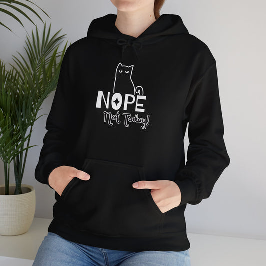 Funny Cat Hoodie - 'NOPE Not Today!' Unisex Heavy Blend Sweatshirt