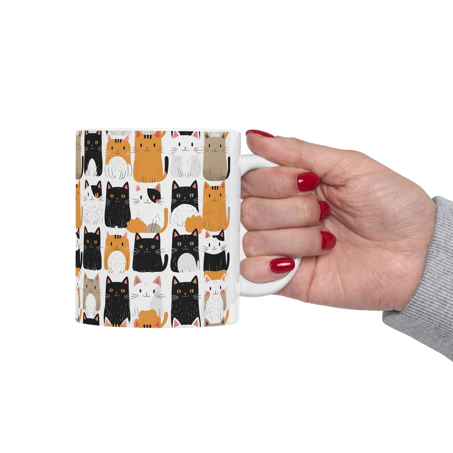 Adorable Cat Pattern Ceramic Mug - Perfect Gift for Cat Lovers