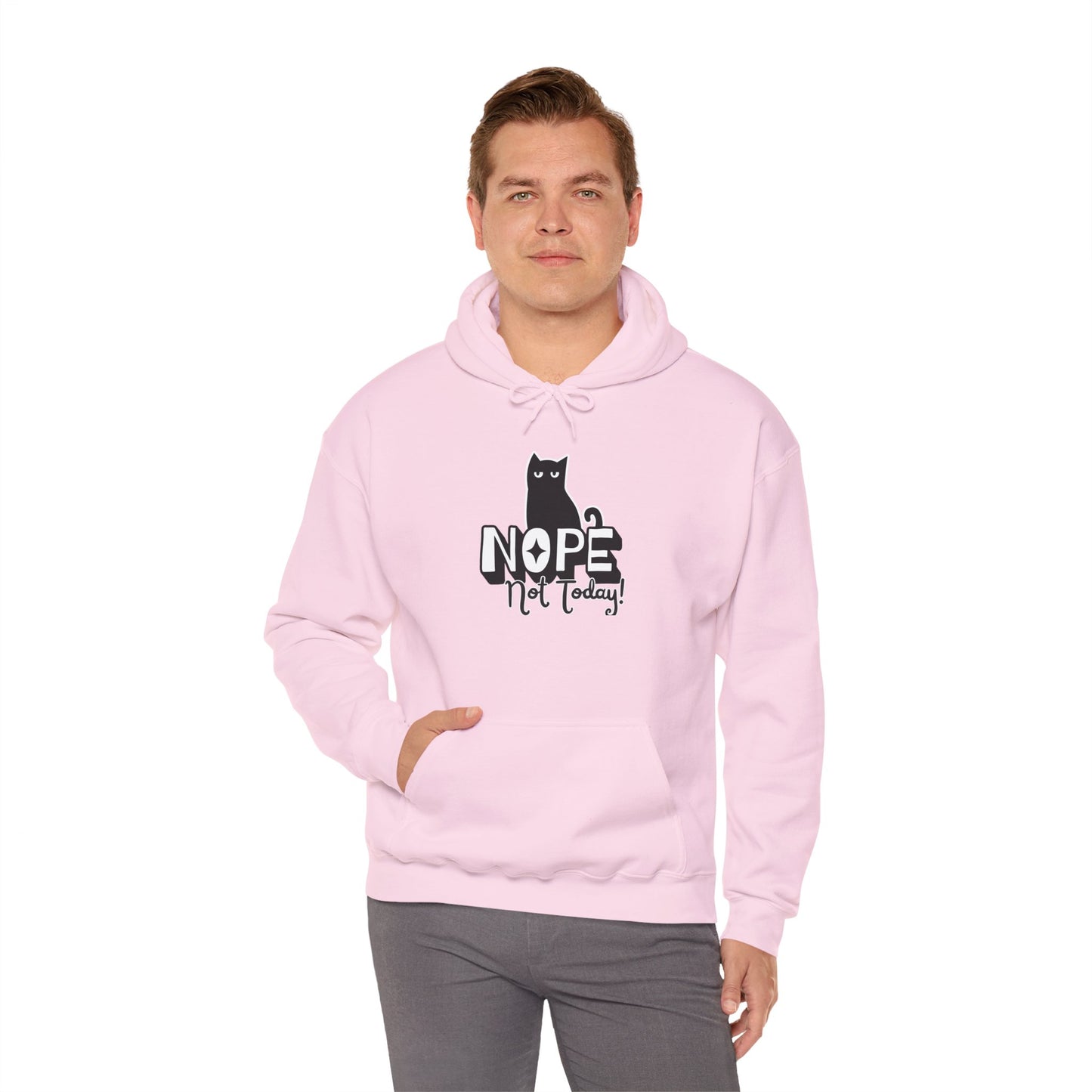 Funny Cat Hoodie - 'NOPE Not Today!' Unisex Heavy Blend Sweatshirt