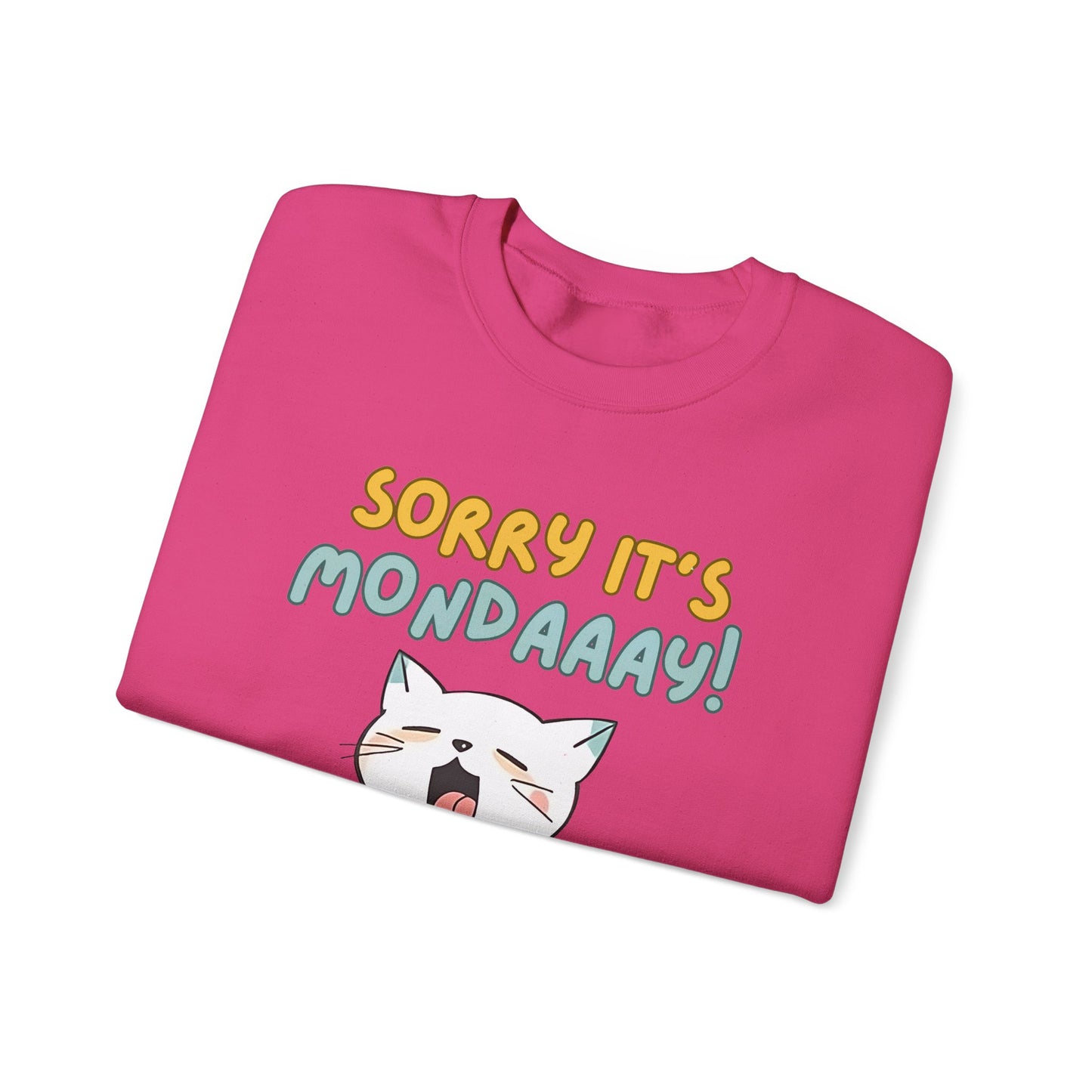 Funny Cat Sweatshirt - Cozy 'Sorry It's Monday' Crewneck for Cat Lovers - Cute and Comfortable Gift Idea