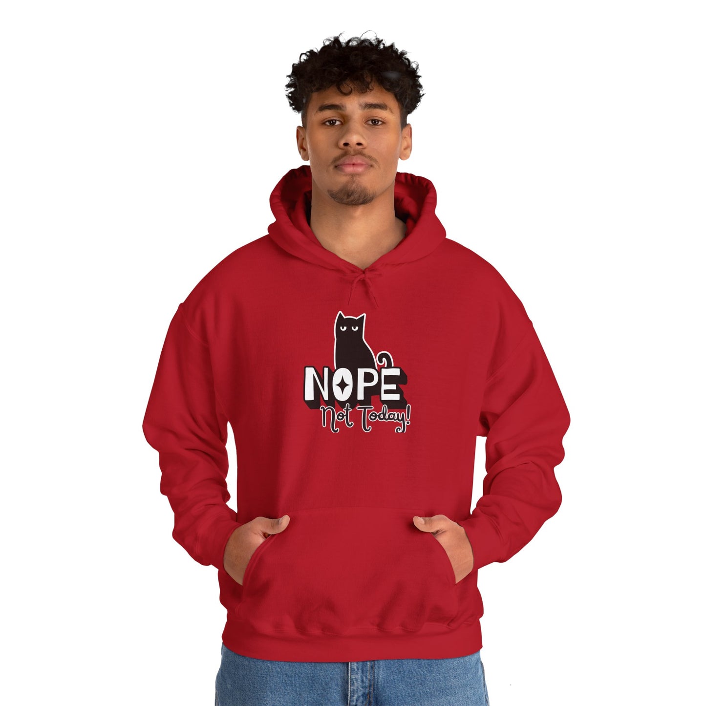 Funny Cat Hoodie - 'NOPE Not Today!' Unisex Heavy Blend Sweatshirt