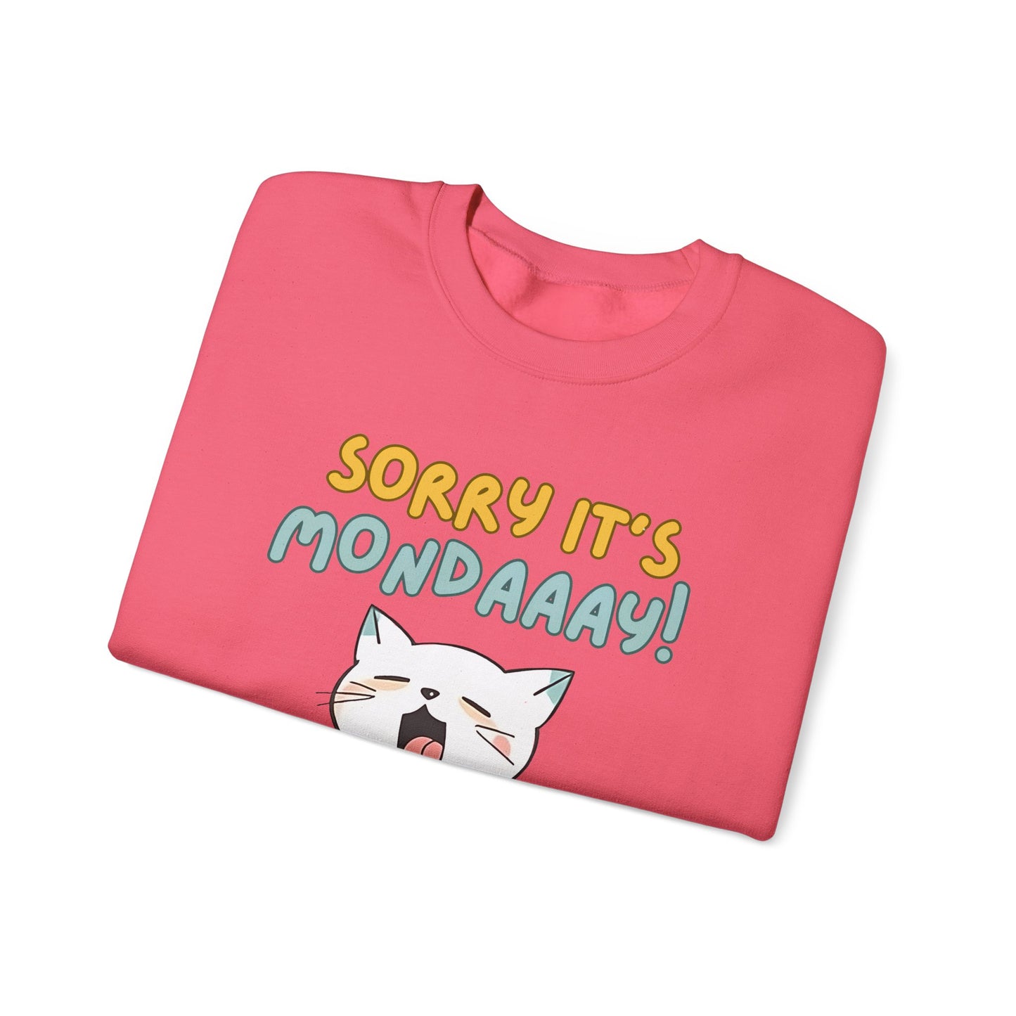 Funny Cat Sweatshirt - Cozy 'Sorry It's Monday' Crewneck for Cat Lovers - Cute and Comfortable Gift Idea