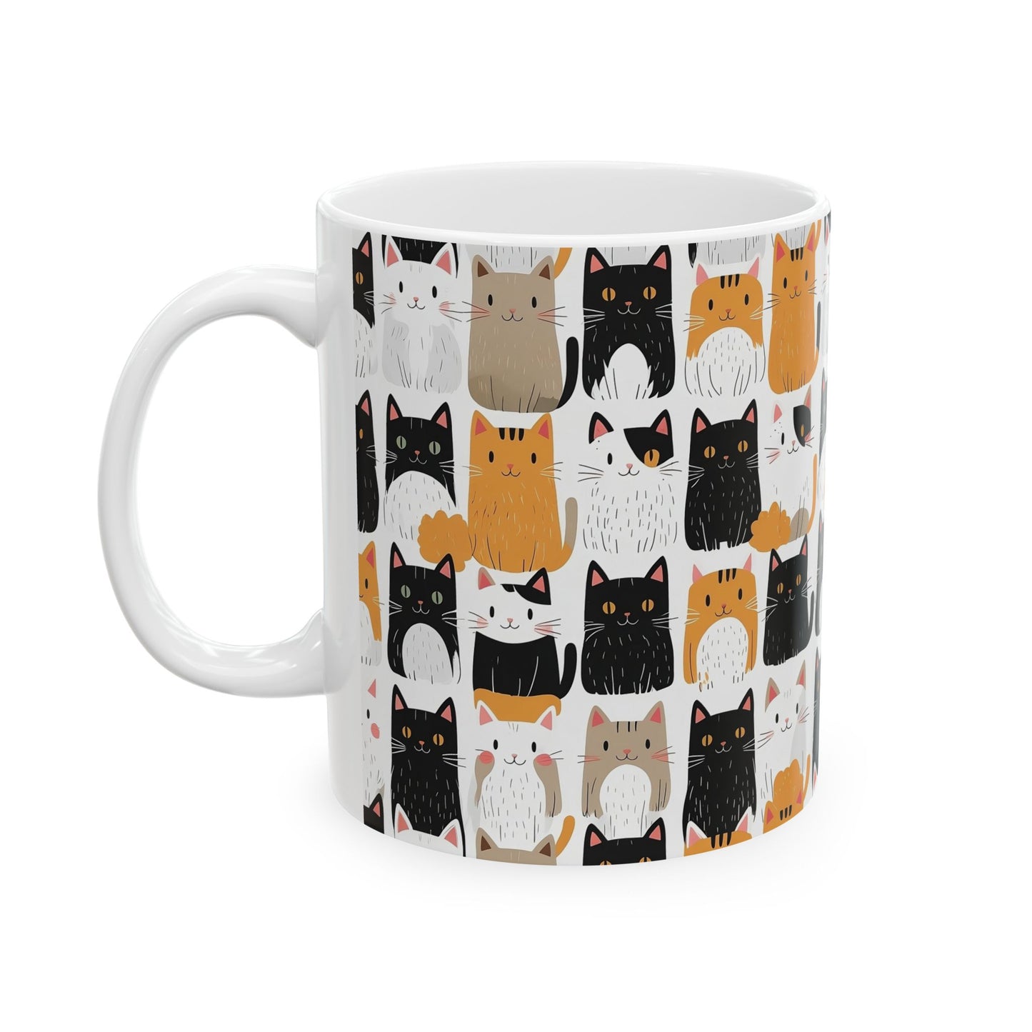 Adorable Cat Pattern Ceramic Mug - Perfect Gift for Cat Lovers