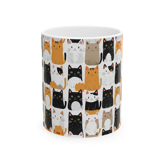 Adorable Cat Pattern Ceramic Mug - Perfect Gift for Cat Lovers