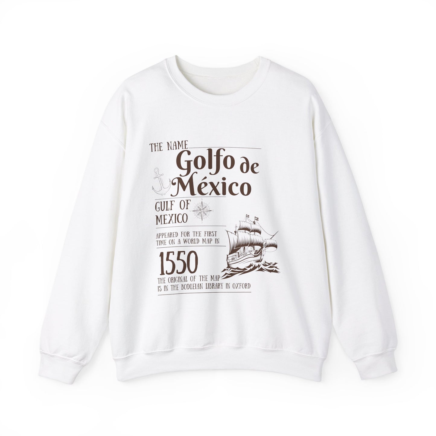 Historic Gulf of Mexico Crewneck Sweatshirt - 1550 Exploration Gift, golfo de mexico, gulf of mexico swearshirt , Gulf of Mexico Exploration Sweatshirt - History Gift