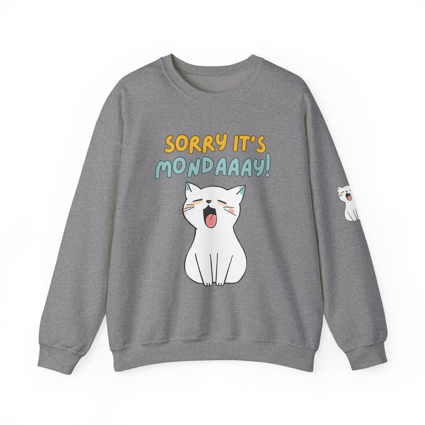 Funny Cat Sweatshirt - Cozy 'Sorry It's Monday' Crewneck for Cat Lovers - Cute and Comfortable Gift Idea