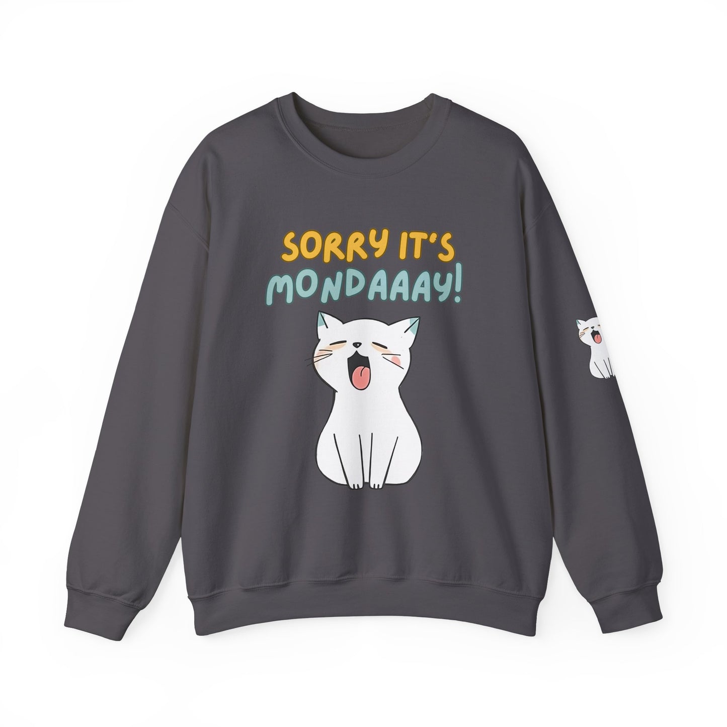 Funny Cat Sweatshirt - Cozy 'Sorry It's Monday' Crewneck for Cat Lovers - Cute and Comfortable Gift Idea