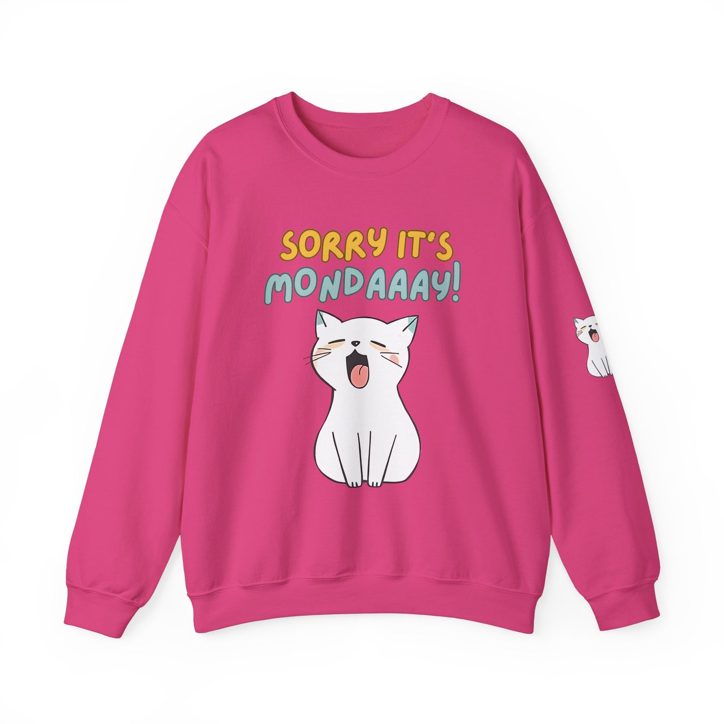 Funny Cat Sweatshirt - Cozy 'Sorry It's Monday' Crewneck for Cat Lovers - Cute and Comfortable Gift Idea