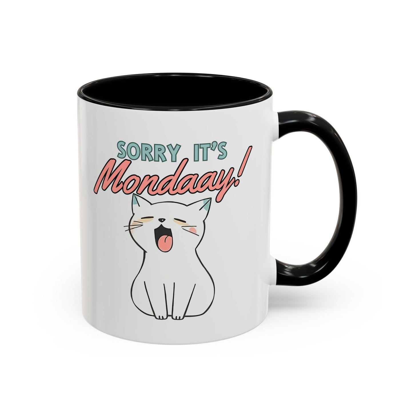 Playful Cat Coffee Mug - "Sorry It's Monday!" - Perfect for Cat Lovers