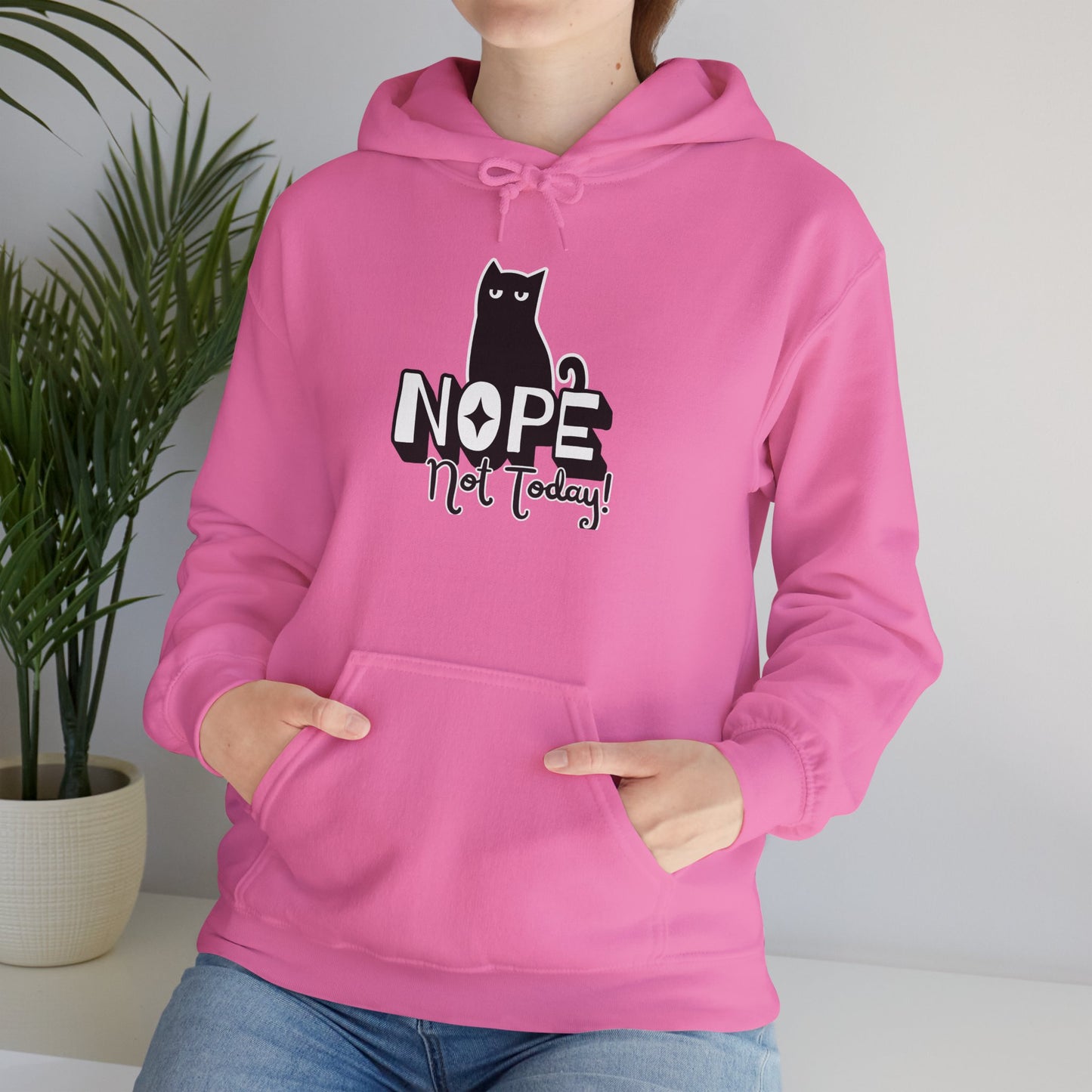 Funny Cat Hoodie - 'NOPE Not Today!' Unisex Heavy Blend Sweatshirt