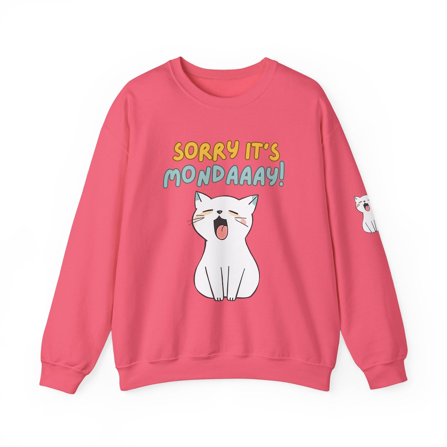 Funny Cat Sweatshirt - Cozy 'Sorry It's Monday' Crewneck for Cat Lovers - Cute and Comfortable Gift Idea