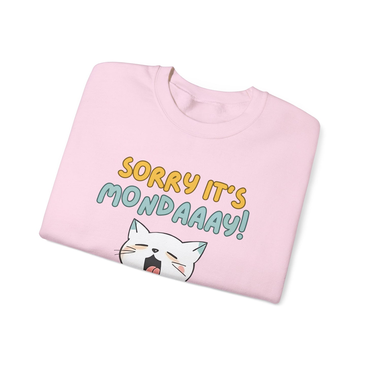 Funny Cat Sweatshirt - Cozy 'Sorry It's Monday' Crewneck for Cat Lovers - Cute and Comfortable Gift Idea