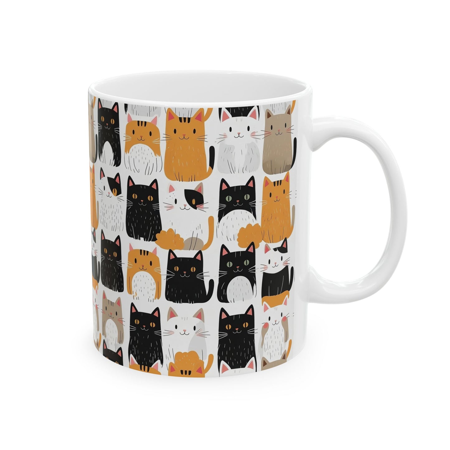 Adorable Cat Pattern Ceramic Mug - Perfect Gift for Cat Lovers