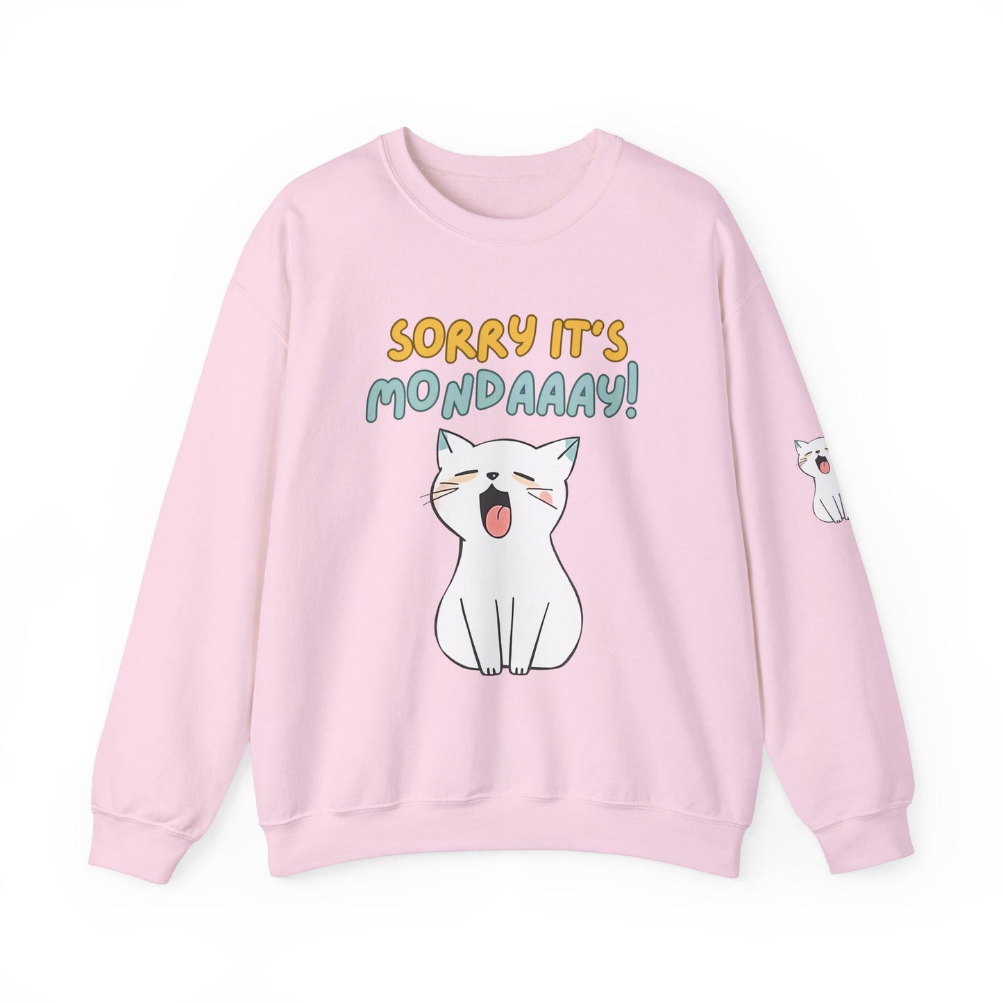 Funny Cat Sweatshirt - Cozy 'Sorry It's Monday' Crewneck for Cat Lovers - Cute and Comfortable Gift Idea