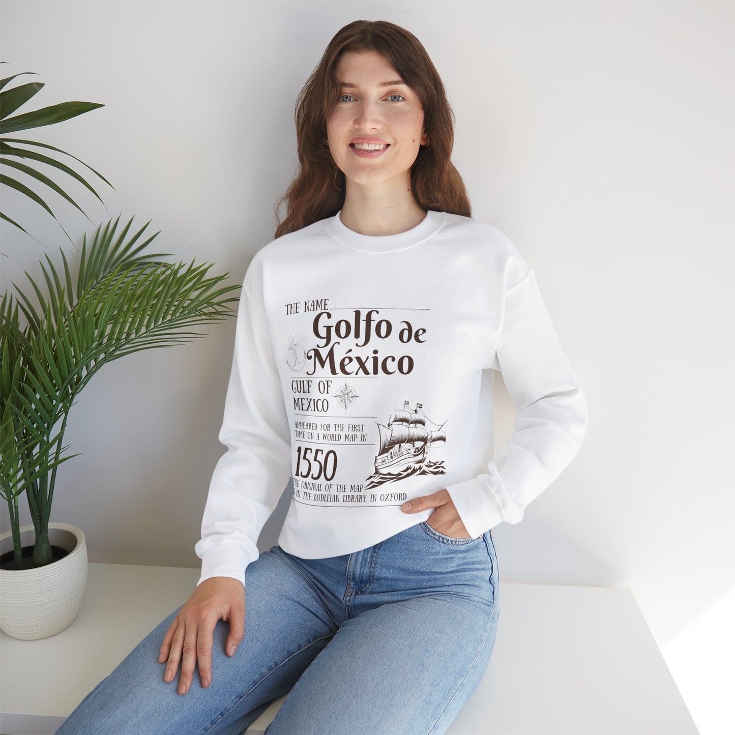 Historic Gulf of Mexico Crewneck Sweatshirt - 1550 Exploration Gift, golfo de mexico, gulf of mexico swearshirt , Gulf of Mexico Exploration Sweatshirt - History Gift