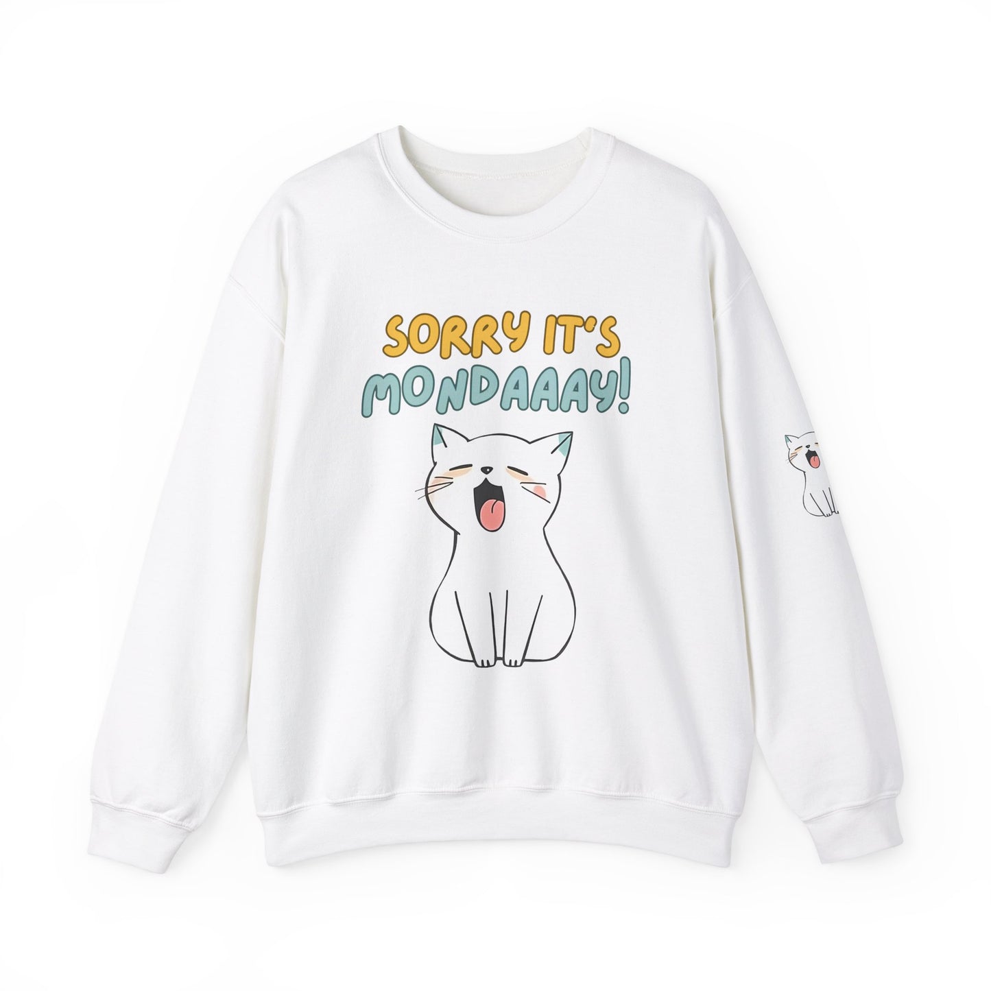 Funny Cat Sweatshirt - Cozy 'Sorry It's Monday' Crewneck for Cat Lovers - Cute and Comfortable Gift Idea